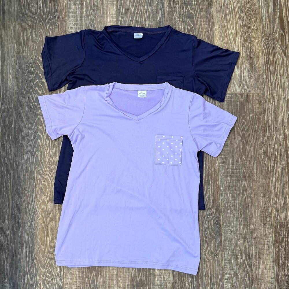 Set of 2 Women’s Real Essentials Pajama Tops – Size L